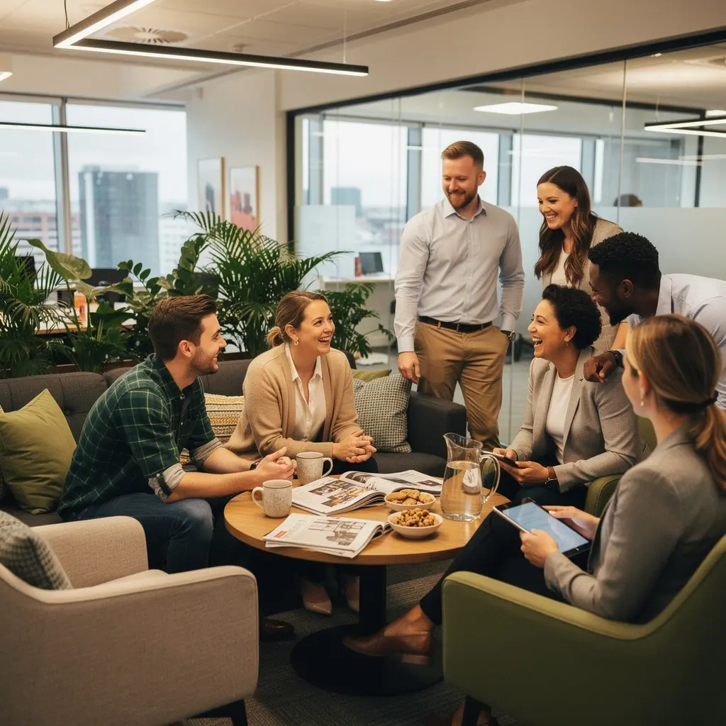 A well-organized workspace with strategically placed signage that enhances navigation and aligns with branding elements.